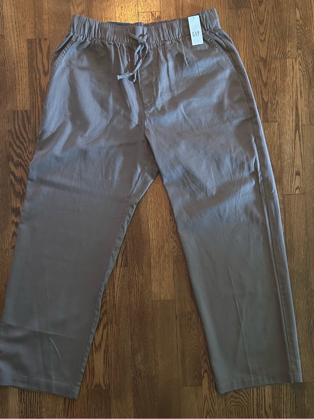 NWT GAP Women's Twill Easy Pant Drawstring Pants in Gray/Purple Size Medium